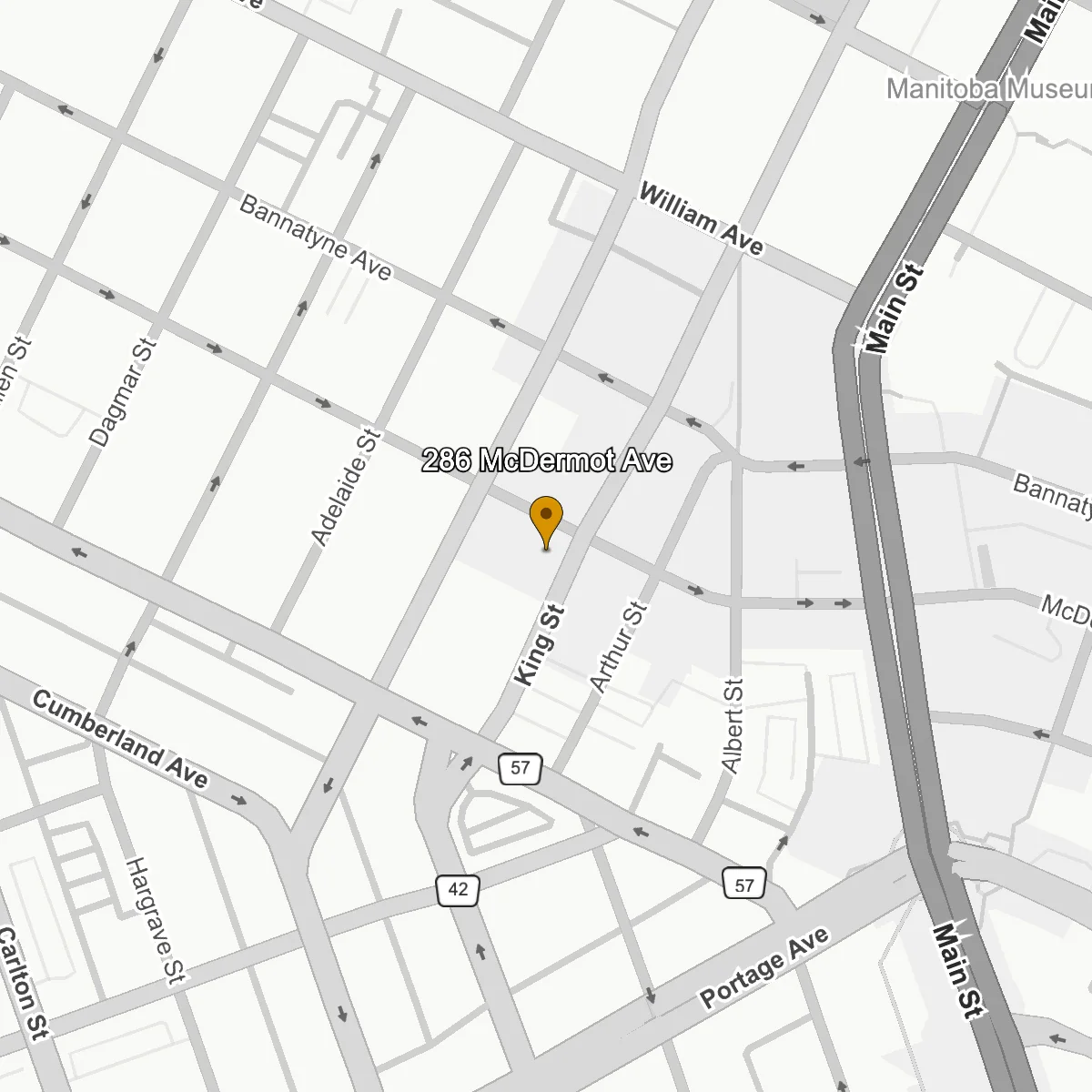 Map showing Uplift Aesthetics at 286 McDermot Ave, Winnipeg